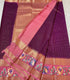 Mysore Silk saree with embroidery design border purple and pink