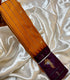 Semi Gadwal Fusion Mustard gold  saree  stripes  with Purple    border