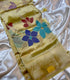 Banarasi paper silk Light yellow     saree with floral motifs