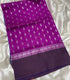 Mangalagiri Pattu purple silk saree with silver foil motifs and a checkered border,