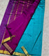 Mangalagiri Silk with NIzam border  blue  with  purpleple pallu