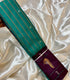 Semi Gadwal Fusion Torquise green    saree  stripes  with magenta   border