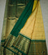 Semi Gadwaal Pattu Yellow and green silk saree with intricate gold zari border