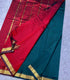 Mangalagiri Silk with NIzam border teal blue  with  magenta pallu