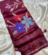 Banarasi paper silk Maroon   saree with floral motifs