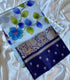 Floral Blue Raw Mango Silk Saree