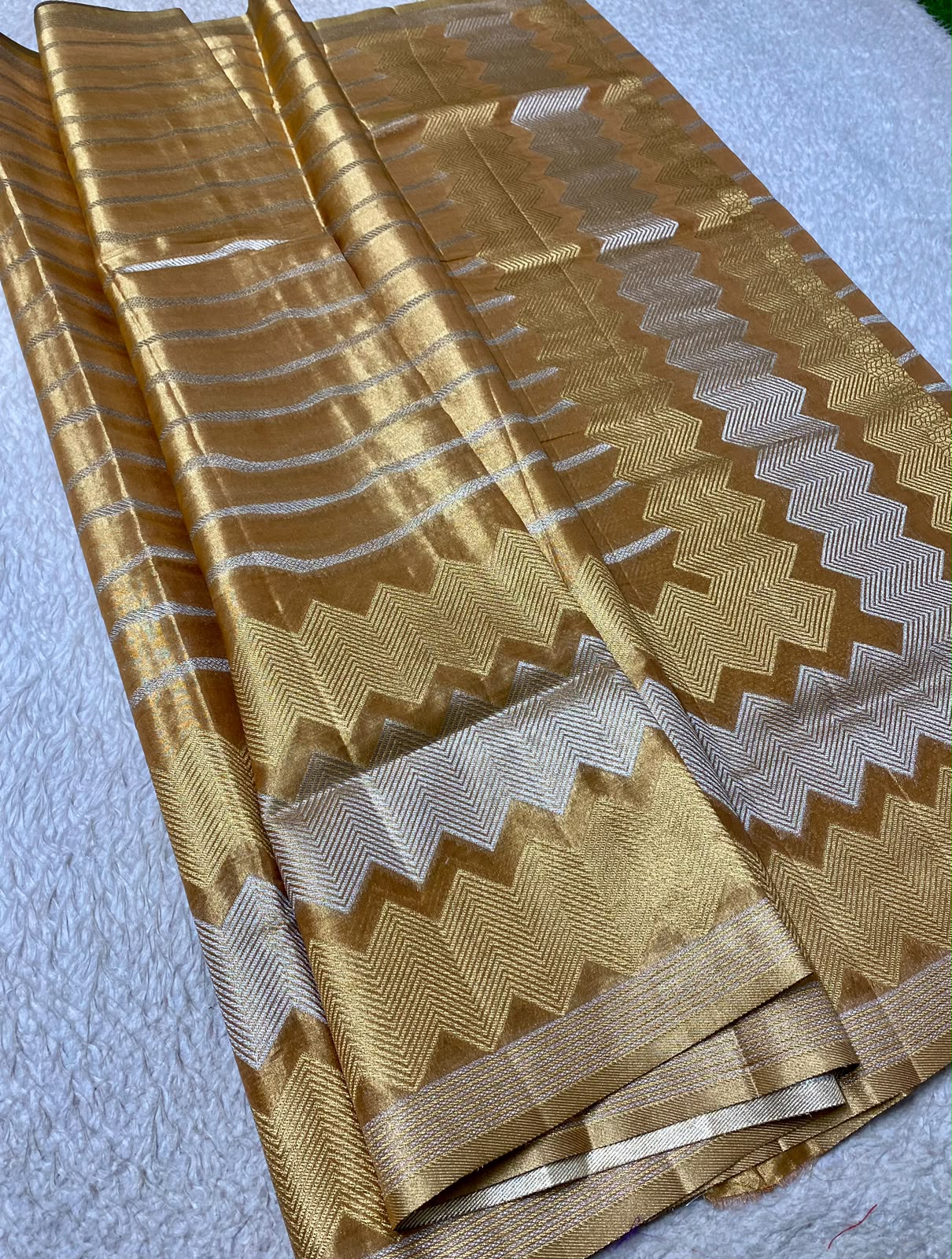 Golden zigzag Semi Kanchi Pattu