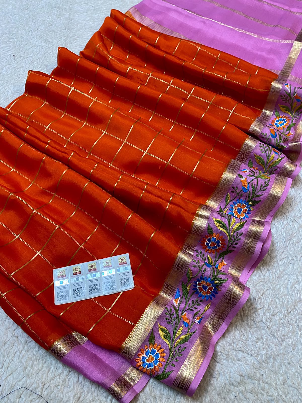 Pure Mysore silk Bright Orange)