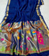 Blue Lenin Tissue with Paithani border