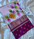 Floral Pink Raw Mango Silk Saree