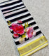 Black Striped Mangalagiri Digital Print Saree