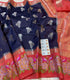 Handloom Navy Blue Colour Raw Mango Silk Saree with contrast kanchi weaving  borders with petite work