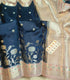 Handloom Navy Blue Colour Raw Mango Silk Saree with  Kanchi Meenakari Border