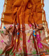 Orange Lenin Tissue with Paithani border