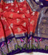 Handloom Orange Colour Raw Mango Silk Saree with contrast kanchi weaving  borders with petite work