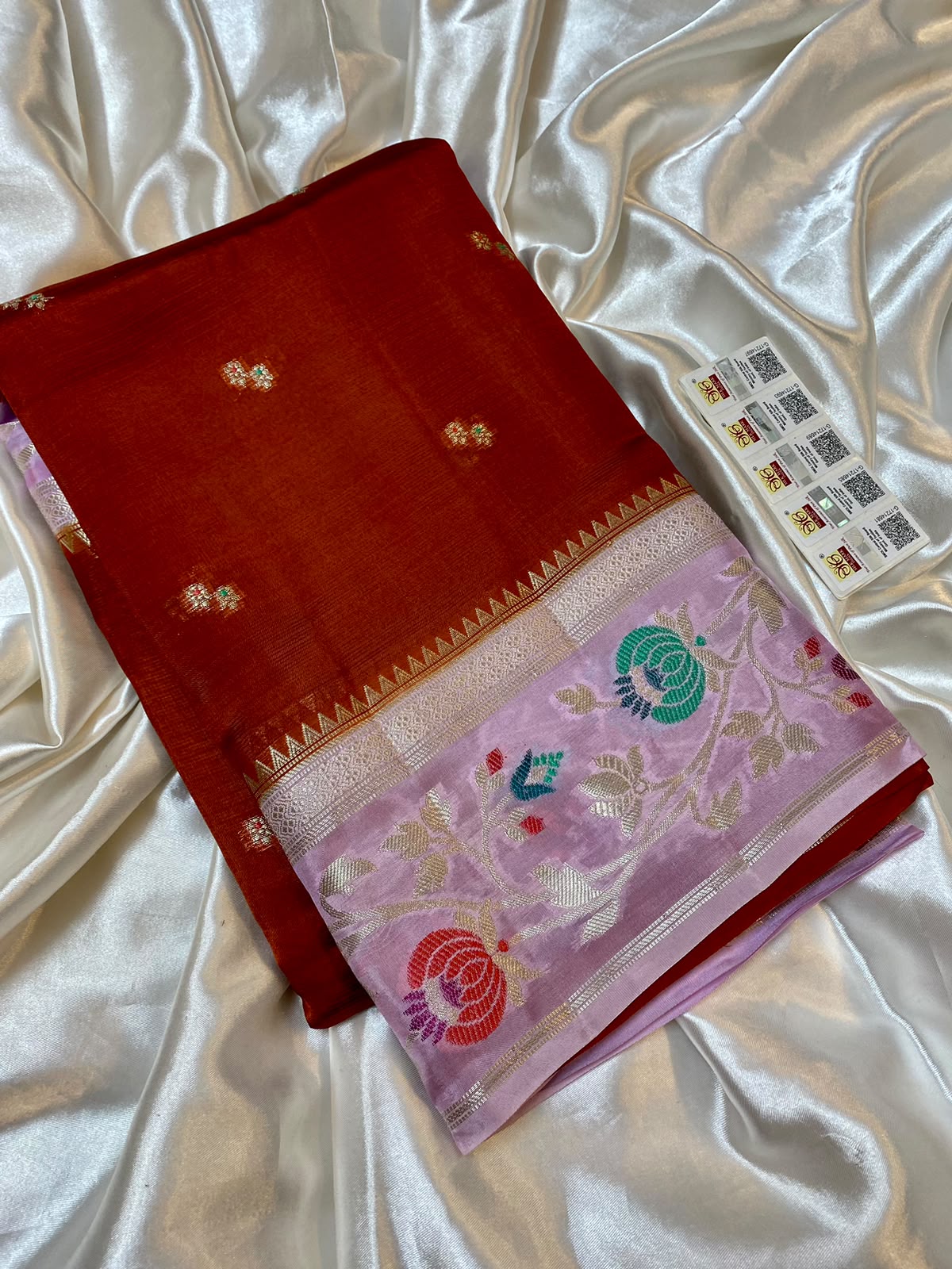 Dark Red Banarasi Kota silk saree