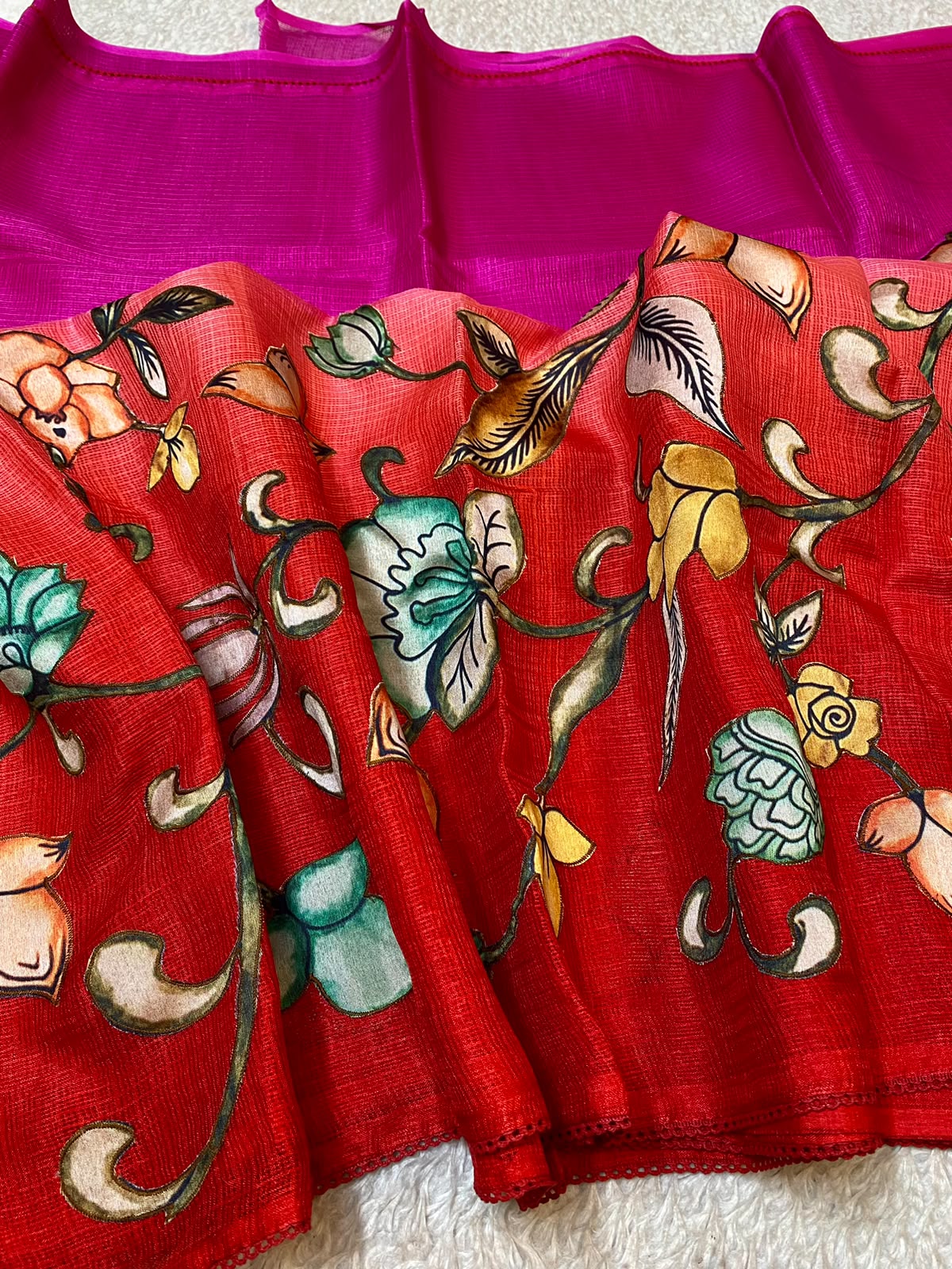 Pink Multicolored Kota Saree