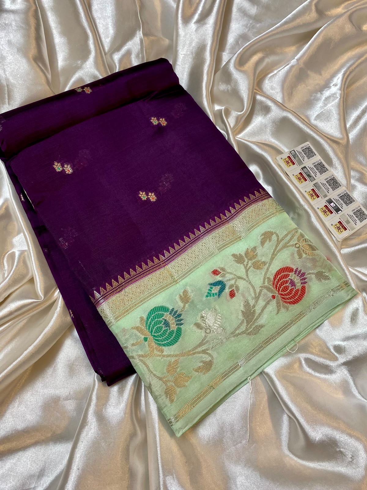 Purple Banarasi Kota silk saree
