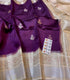 Handloom Purple Colour Raw Mango Silk Saree with  Kanchi Meenakari Border