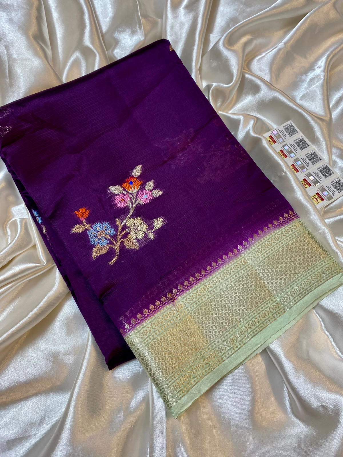 Purple Banarasi Kota silk saree