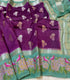 Handloom Purple Colour Raw Mango Silk Saree with  Kanchi contrast kanchi weaving  borders with petite work
