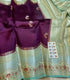Handloom Purple Colour Raw Mango Silk Saree with contrast kanchi meenakari weaving  borders