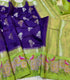 Handloom Royal Blue Colour Raw Mango Silk Saree with contrast kanchi meenakari weaving  borders