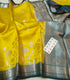 Handloom Yellow Colour Raw Mango Silk Saree with  Kanchi Meenakari Border