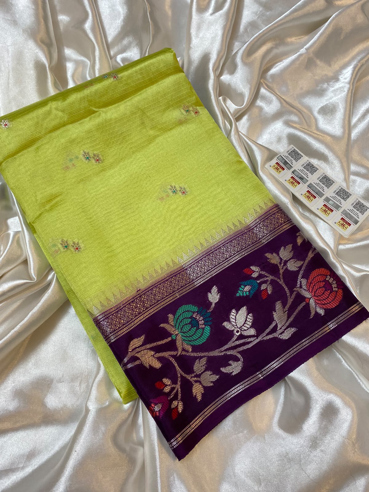 Yellow Banarasi Kota silk saree